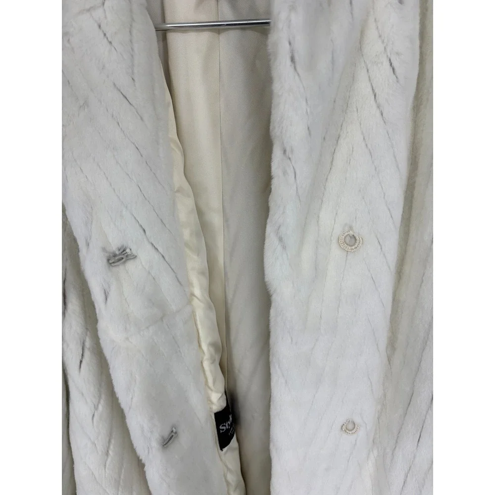 Vintage Coat Style VI Ltd Womens Size M/L White Faux Fur Mob Wife - Picture 5 of 10